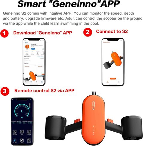 سكوتر GENEINNO S2 تحت الماء، محركات مزدوجة ودعم التطبيق الذكي، سكوتر البحر للسباحة والغوص والغطس للأطفال البالغين in Saudi Arabia