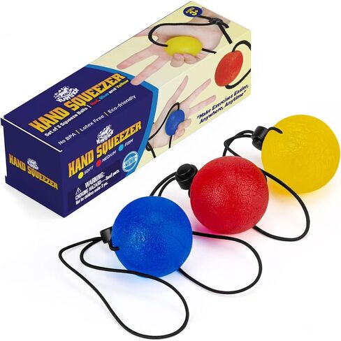 مجموعة تمارين اليد من يوبيتيتوي للقوة والعلاج مكونة من 3 قطع، أجهزة تقوية اليد، معدات كرة الضغط العلاجية لتقوية اليد، عصارات التمرين، كرات الضغط للبالغين in Kuwait