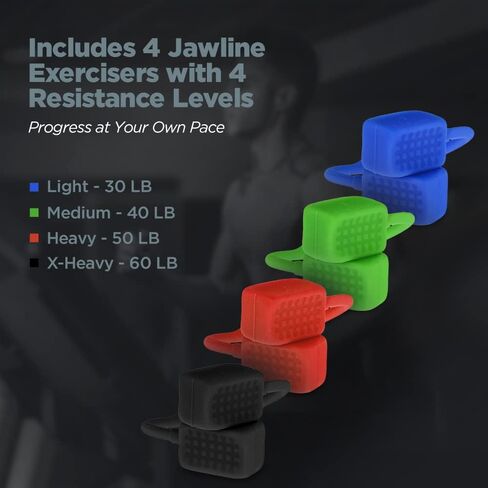 جهاز تمرين الفك من لوجست - 4 مستويات مقاومة لتمرين الفك للوجه والرقبة - يستهدف عضلات الفك لتنعيم وشد الوجه ويساعد على التخلص من الذقن المزدوجة ونحت الفك يتضمن قلادة in Kuwait
