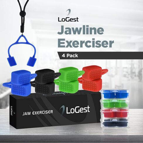 جهاز تمرين الفك من لوجست - 4 مستويات مقاومة لتمرين الفك للوجه والرقبة - يستهدف عضلات الفك لتنعيم وشد الوجه ويساعد على التخلص من الذقن المزدوجة ونحت الفك يتضمن قلادة in Kuwait