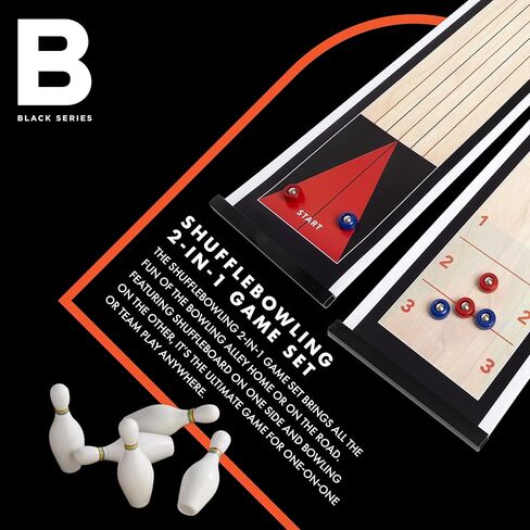 مجموعة لعبة الشفلبورد والبولينج 2 في 1 من سلسلة بلاك سيريز مع لوحة ألعاب قابلة للطي in Kuwait