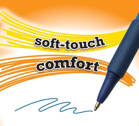 أقلام حبر جاف ذات ملمس ناعم من بيك، رأس رفيع، 0.8 مم، أسطوانة سوداء، حبر أسود، صندوق مكون من 12 قلمًا لاصقًا (SCSF11-BLK) in Kuwait