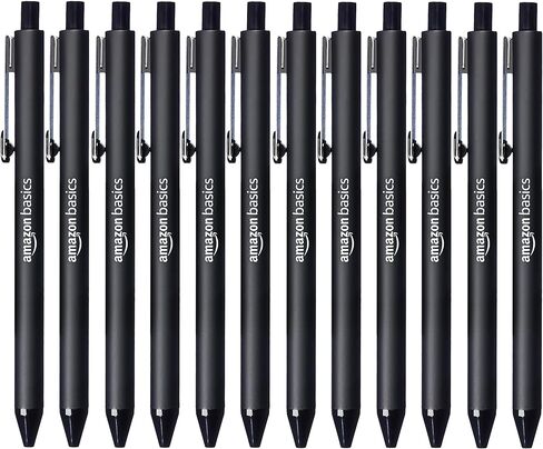 Amazon Basics Retractable Ballpoint Pen - Black, 1.2mm, 12-Pack in Kuwait
