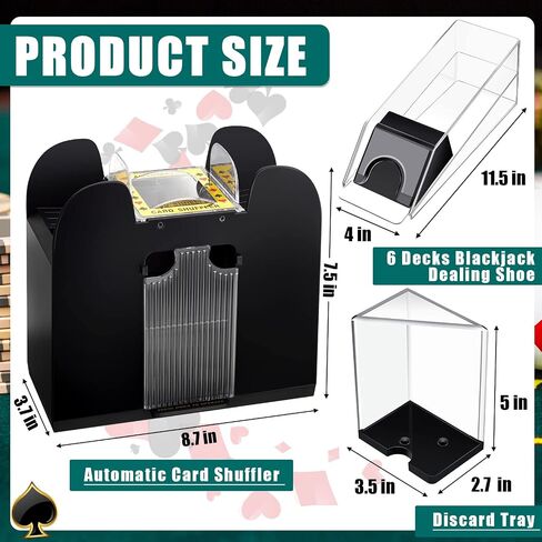 Aoriher Blackjack Game Set Including 6 Deck Automatic Card Shuffler 6 Deck Blackjack Shoe and 6 Deck Discard Tray for Texas Hold'em Card Family Home Poker Game Nights in Saudi Arabia