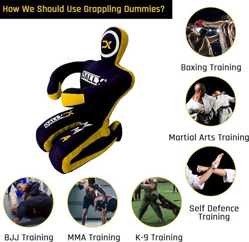 DALLX MMA Grappling Dummy BBJ Wrestling Brazilian Jiu Jitsu Punching Bag Judo Karate Throwing Boxing Fighting Dummy Self Defense Sitting Position – UNFILLED in Kuwait
