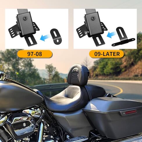 طقم مسند ظهر للسائق قابل للتعديل من AUFER مصنوع حسب الطلب متوافق مع 1997-2023 Touring Road King Street Glide Road Glide Electra Glide، أسود in Saudi Arabia