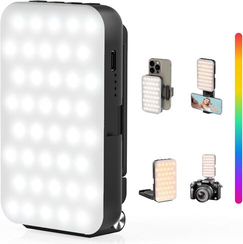 Phone Light, Selfie Light for iPhone, High Power Rechargeable RGB Light for Video Recording, Upgraded Adjustable Multi Mode Retractable Clip Portable Light, TikTok, Makeup, Content Creator Light in Saudi Arabia