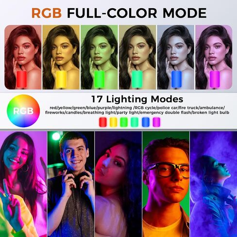 Phone Light, Selfie Light for iPhone, High Power Rechargeable RGB Light for Video Recording, Upgraded Adjustable Multi Mode Retractable Clip Portable Light, TikTok, Makeup, Content Creator Light in Saudi Arabia