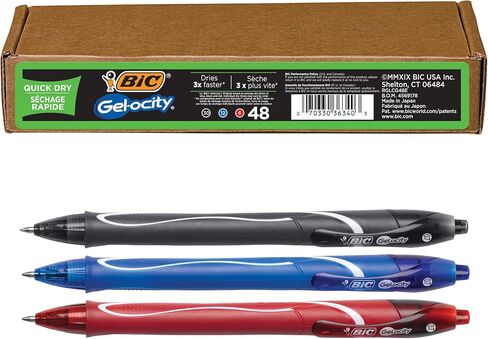 BIC Gelocity Quick Dry Blue Gel Pens, Medium Point (0.7mm), 12-Count Pack, Retractable Gel Pens With Comfortable Full Grip in Saudi Arabia