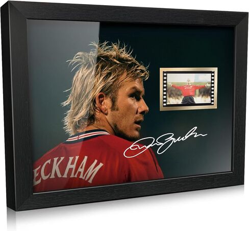 صورة موقعة لكرة القدم بيكهام مع شاشة عرض خلية صغيرة لفيلم مقاس 1 × 35 مم، ملصق بيكهام مؤطر مقاس 8 × 6 بوصات هدايا لمحبي عيد الميلاد وعيد الميلاد in Kuwait