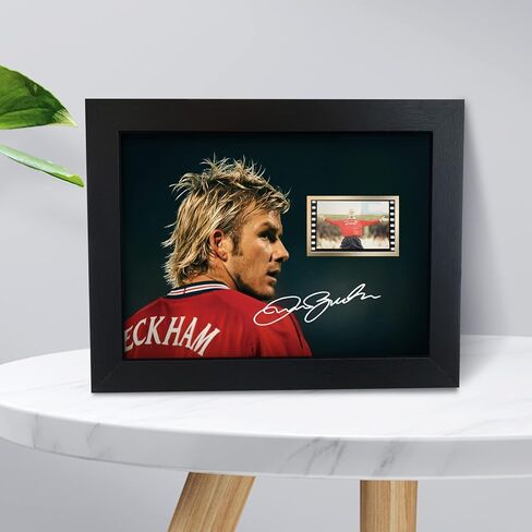 صورة موقعة لكرة القدم بيكهام مع شاشة عرض خلية صغيرة لفيلم مقاس 1 × 35 مم، ملصق بيكهام مؤطر مقاس 8 × 6 بوصات هدايا لمحبي عيد الميلاد وعيد الميلاد in Kuwait