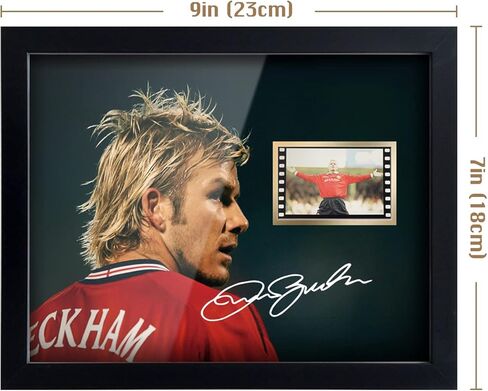 صورة موقعة لكرة القدم بيكهام مع شاشة عرض خلية صغيرة لفيلم مقاس 1 × 35 مم، ملصق بيكهام مؤطر مقاس 8 × 6 بوصات هدايا لمحبي عيد الميلاد وعيد الميلاد in Kuwait