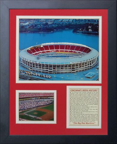 Legends Never Die "Cincinnati Reds Riverfront Stadium Framed Photo Collage, 11 x 14-Inch, (11328U) in Saudi Arabia