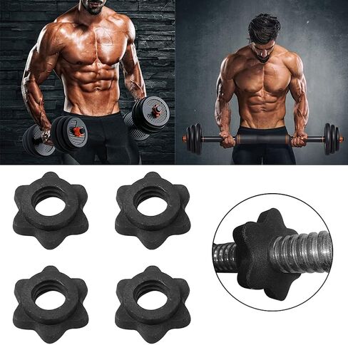 Dumbbell Hex Nut, 2 Pairs Weight Lifting Spinlock Collars Nonslip Screw Clamp Replacement Parts for Barbells Bars Fitness Training Sports(Black) in Saudi Arabia