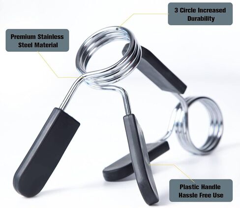 مشابك رفع الأثقال الأولمبية من ريت فيت، أطواق بمشبك زنبركي مقاس 5.08 سم مع مقبض بلاستيكي سهل - زوج من ملحقات رفع الأثقال لمشابك قفل المقبض والدمبل in Kuwait