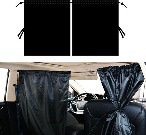 2 PCS Car Internal Double-Layer Sunshade Curtain, 27.5In x 31.4In Privacy Protection Curtain, Removable Back Row Shading Cover, Suitable for Most Cars Partition Space Plate (Black) in Saudi Arabia