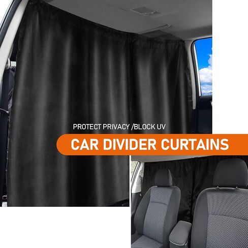 2 PCS Car Internal Double-Layer Sunshade Curtain, 27.5In x 31.4In Privacy Protection Curtain, Removable Back Row Shading Cover, Suitable for Most Cars Partition Space Plate (Black) in Saudi Arabia