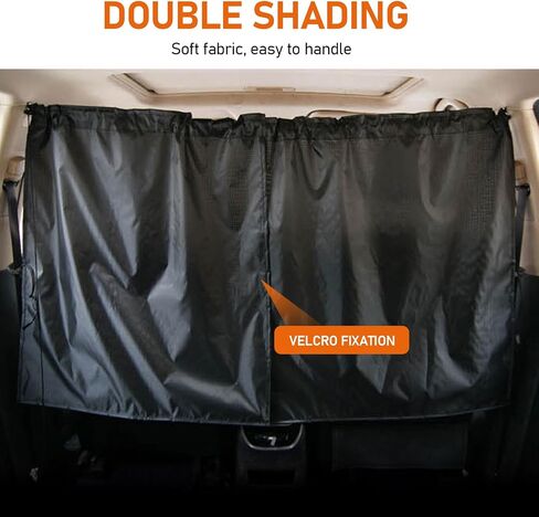 2 PCS Car Internal Double-Layer Sunshade Curtain, 27.5In x 31.4In Privacy Protection Curtain, Removable Back Row Shading Cover, Suitable for Most Cars Partition Space Plate (Black) in Saudi Arabia