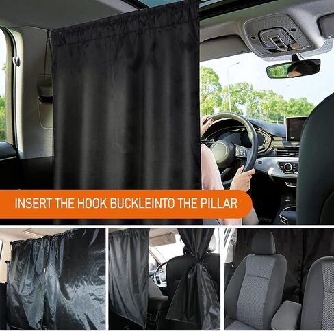 2 PCS Car Internal Double-Layer Sunshade Curtain, 27.5In x 31.4In Privacy Protection Curtain, Removable Back Row Shading Cover, Suitable for Most Cars Partition Space Plate (Black) in Saudi Arabia