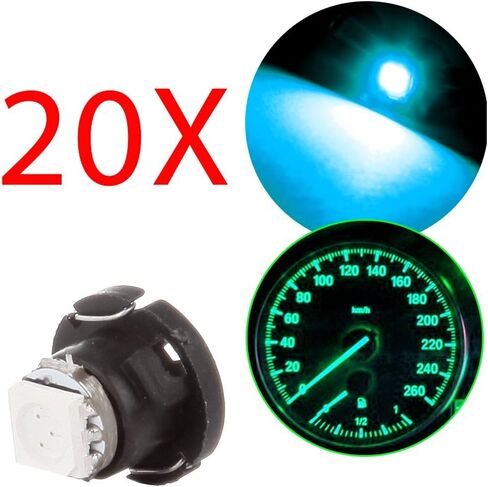 Cciyu T5 Neo Wedge Light 5050 SMD لوحة العدادات لوحة القيادة LED لمبة، 20 حزمة أزرق فائق in Kuwait
