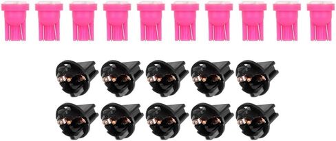 cciyu 10Pack Pink 4-3528-SMD T10 168 194 LED Light Bulbs With Twist Lock Sockets Instrument Gauge Panel LED Light in Saudi Arabia