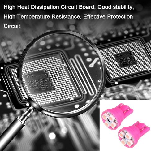 cciyu 10Pack Pink 4-3528-SMD T10 168 194 LED Light Bulbs With Twist Lock Sockets Instrument Gauge Panel LED Light in Saudi Arabia