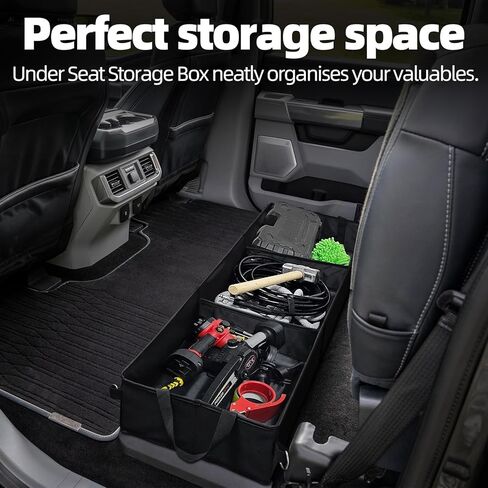 صندوق تخزين تحت المقعد من Hoyula منظم أدوات تخزين تحت المقعد شاحنة تحت صناديق تخزين المقعد تناسب F150 F250 F350 SuperCrew Cab & Crew Cab شيفروليه شيفروليه جي إم سي سيلفرادو (أسود) in Kuwait
