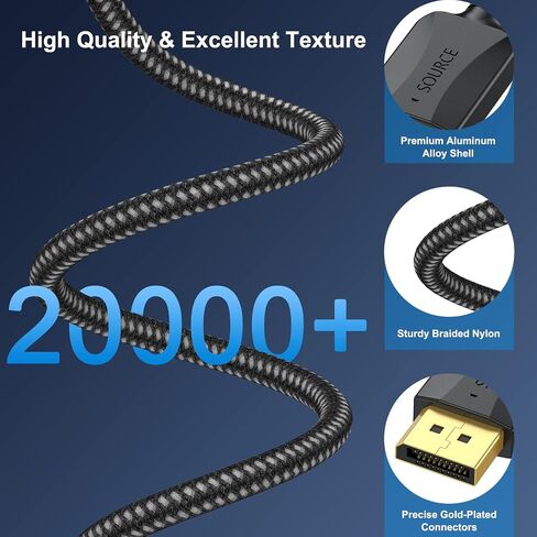 XiAyriky DisplayPort to DisplayPort Cable 1.5 FT, 10-Pack Thin DP Display Port Cable Adapter Male to Male 4K, 2k@165Hz/ 144Hz for Computer, Docking Station, Monitor and More in Saudi Arabia