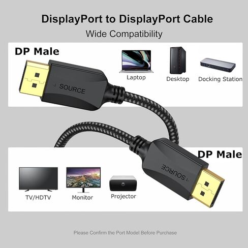XiAyriky DisplayPort to DisplayPort Cable 1.5 FT, 10-Pack Thin DP Display Port Cable Adapter Male to Male 4K, 2k@165Hz/ 144Hz for Computer, Docking Station, Monitor and More in Saudi Arabia