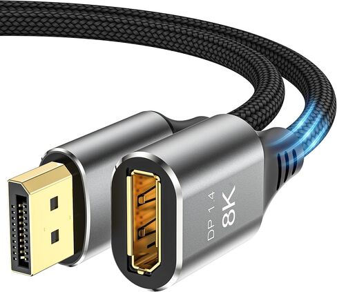 8K DisplayPort Extension Cable 3Feet, DisplayPort 1.4 Male to Female Extension Cable, Braided DP to DP Extended Cord, Supports 8K@60Hz,4K@120Hz (Grey, 3 Ft) in Kuwait