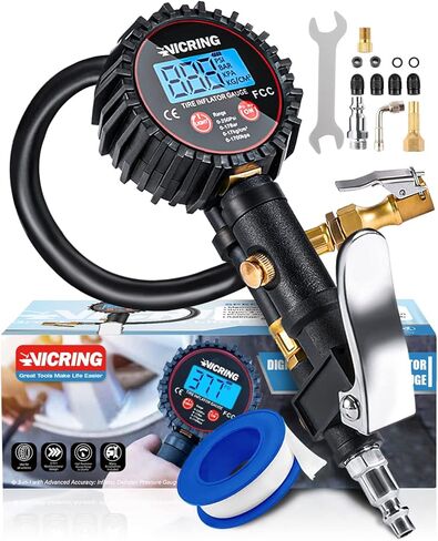 مقياس ضغط الإطارات للسيارات المزودة بمقاييس منفاخ الإطارات لضغط الإطارات ملحقات ضاغط الهواء 250 رطل لكل بوصة مربعة 0.1 دقة العرض مقياس ضغط الإطارات الرقمي in Kuwait