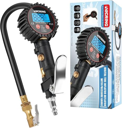 مقياس ضغط الإطارات للسيارات المزودة بمقاييس منفاخ الإطارات لضغط الإطارات ملحقات ضاغط الهواء 250 رطل لكل بوصة مربعة 0.1 دقة العرض مقياس ضغط الإطارات الرقمي in Kuwait