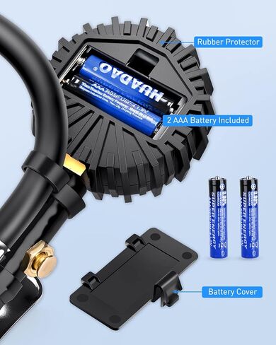 Nilight - 50057A منفاخ الإطارات الرقمي مع مقياس الضغط 250 رطل لكل بوصة مربعة وملحقات الضاغط مع خرطوم مطاطي ومقرنة توصيل سريعة لدقة عرض 0.1 in Saudi Arabia