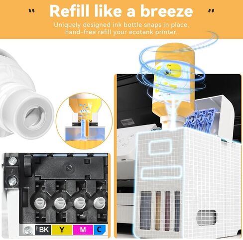 522 زجاجة إعادة تعبئة الحبر، استبدال حبر إعادة التعبئة المتوافق مع Epson Ecotank ET-2800 ET-2720 ET-2803 ET-4800 ET-4700 إلخ. طابعات Eco Tank، عبوات حبر طابعة EcoTank عالية السعة T522 in Kuwait