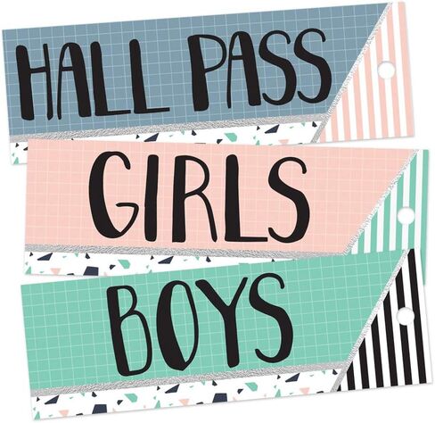 Eureka Confetti Striped Multicolor Bathroom Passes and Hall Pass for School, 3pcs, 2'' x 6'' in Saudi Arabia