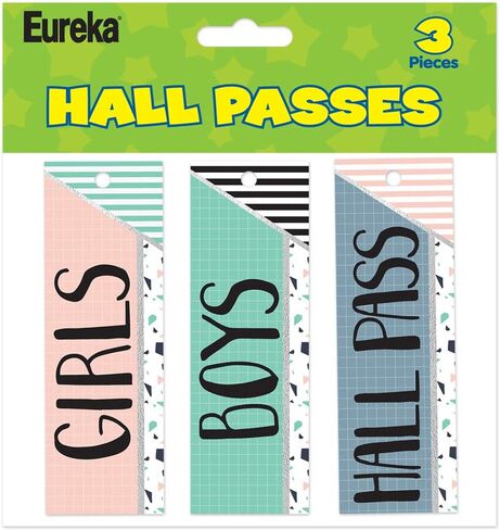 Eureka Confetti Striped Multicolor Bathroom Passes and Hall Pass for School, 3pcs, 2'' x 6'' in Saudi Arabia