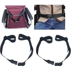 Two-Piece Wheelchair Safety Strap Seat Belt Adjustable Universal Harness with Buckle Patients Strap Adjustable Anti-Fall Size-Suitable Chair Medical Seniors Disable Prevent Sliding Belt(2 Set Black)