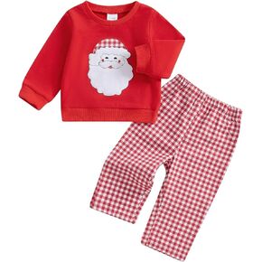 Baby Girl Boy Cute Long Sleeve Embroidered Merry Bright Sweatshirt Drawstring Long Pants Infant Christmas Outfits