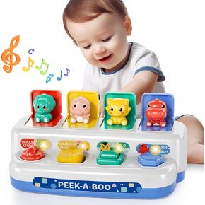 Interactive Pop up Animal Toys for Toddlers Toys 1-3 Boys - Cause and Effect Toys Pop and Play Toy, Play Music Toy Baby Toys 6-12-18 Months, Open and Close Toys for Toddlers 1+ Year Old