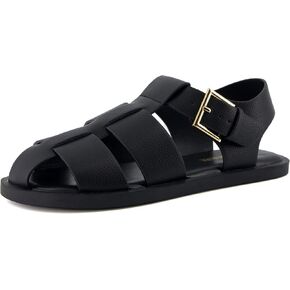 CUSHIONAIRE Women's Plaza Fisherman Sandal – Soft Vegan Leather, Adjustable Buckle Strap, Memory Foam, Wide Widths Available