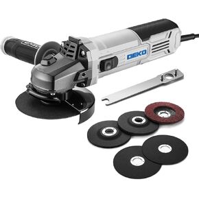 Angle Grinder Electric Power Tool: DEKOPRO 4-1/2 Inch 7.5-Amp Angle Grinder Power Corded Hand Grinders Tools with Grinding and Cutting Wheel, Disc for Metal, Wood
