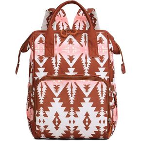Lmbabter Diaper Bag Backpack for Women Bohemia style Multifunctional Diaper Bags, Large Capacity with Stroller Hooks Waterproof Baby Bags For Mama Maternity Travel Bag (Dark Brown)