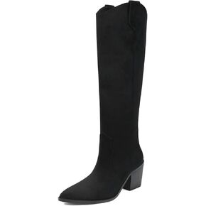 Knee High Cowboy Boots for Women Cowgirl Wide Calf Boots Western Boots Pointed Toe Chunky Thigh High Boots