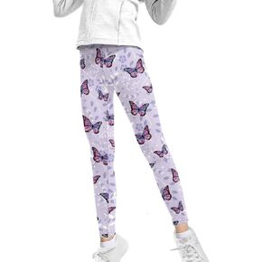 doginthehole Kids Girls Leggings Casual Athletic Dance Workout Running Yoga Pants Full Length Ankle Tights Soft Stretch