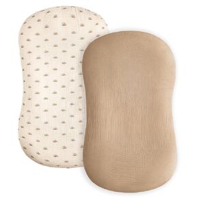 Baby Lounger Cover, Muslin Baby Nest Cover 2 Pack, 100% Cotton Newborn Lounger Cover, Infant Lounger Cover, Breathable Adjustable Slipcover for Boys Girls, Covers Only