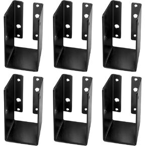 6 PCS Concealed-Flange Black Light Joist Hanger for 2 x 8( Inner Width 38mm ) ,14 Gauge Steel Outdoor Hidden Joist Bracket Fit for 2 x 8 Beam,Swing,Handrail,Fence