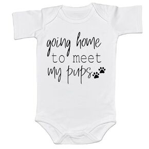 Going Home to Meet My Pups/Best Friend Bodysuit Coming Soon Animal Lover Funny Announcement Pregnancy Reveal (0-6 Months, Pups-Long Sleeve Bodysuit)