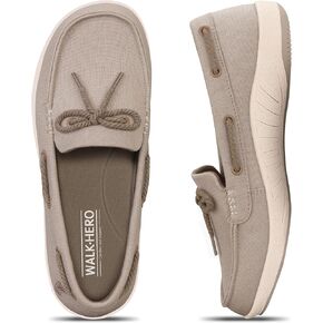 Womens Slip On Shoes, Casual Boat Loafers Shoes with Arch Support, Orthopedic Canvas Sneakers for Plantar Fasciitis Daily Walking