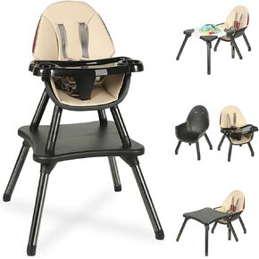 6 in 1 Baby High Chair, Convertible Highchair for Babies and Toddlers, Building Block Table Highchair with 5-Point Safety Harness/Removable Tray, Infant Feeding Table and Chair Set, Grey in Saudi Arabia