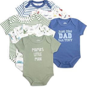 Baby Essentials Baby Boys Mama’s Little Man Just Like Dad 6 Piece Bodysuit Set